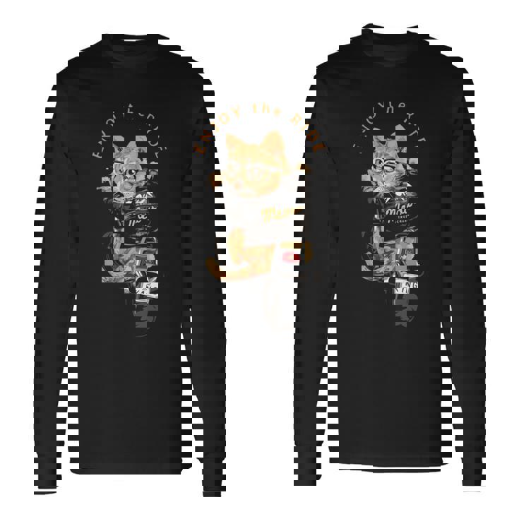 猫 おもしろ バイク オートバイ ねこ ライダース バイカー 面白い ネコ 長袖tシャツ 長袖Tシャツ