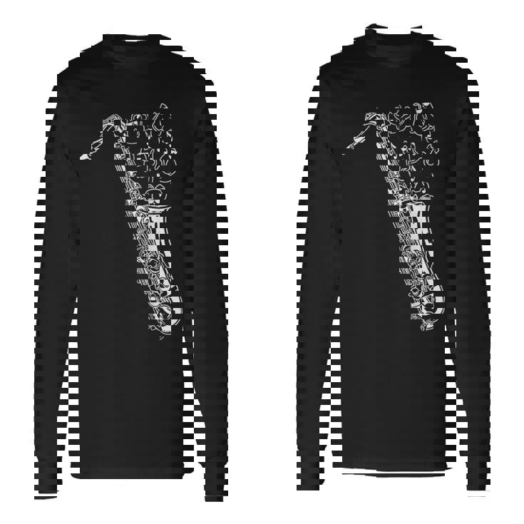 猫とサックス サクソフォン奏者 猫の飼い主 サックス 長袖Tシャツ