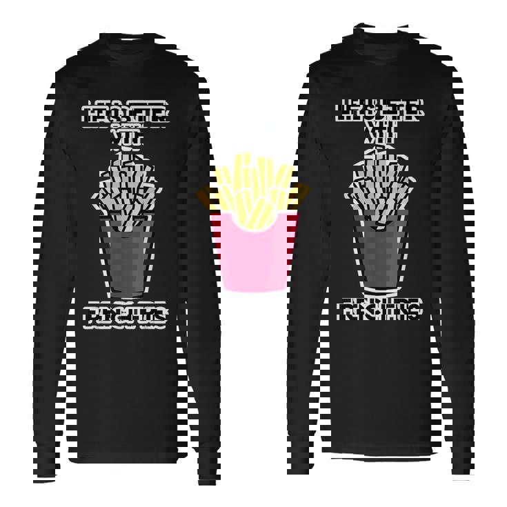 男性用フライドポテトデザイン フライドポテトと一緒に人生はより良いです 長袖Tシャツ