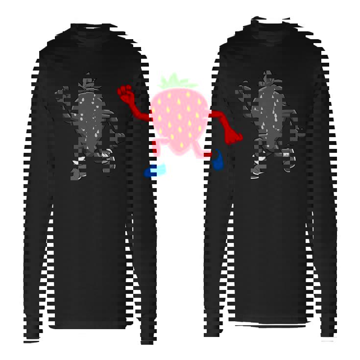 皮肉なイチゴランニングマラソン趣味のランナー 長袖Tシャツ