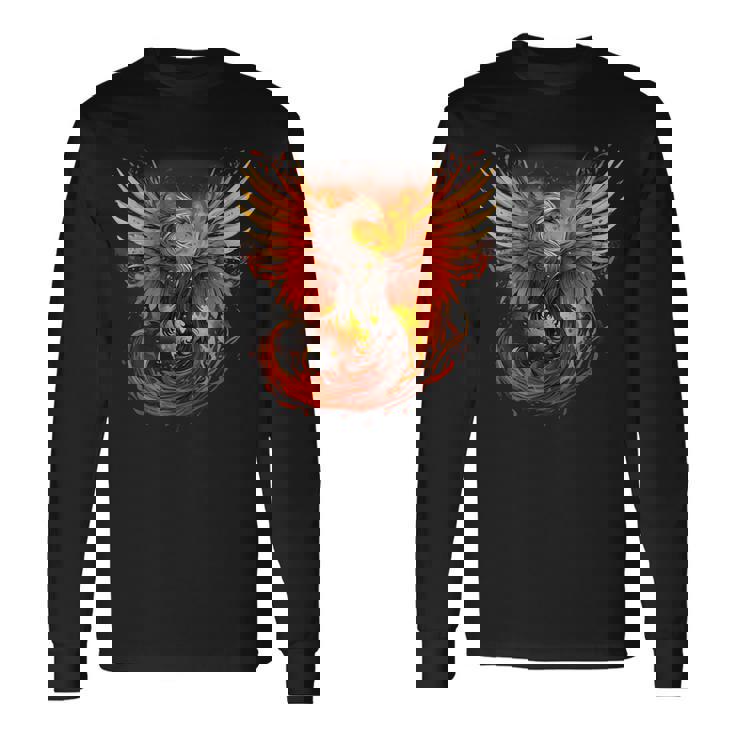 神話の鳥 若返り 不死鳥 芸術作品 ファイヤーバード リボーン 長袖Tシャツ