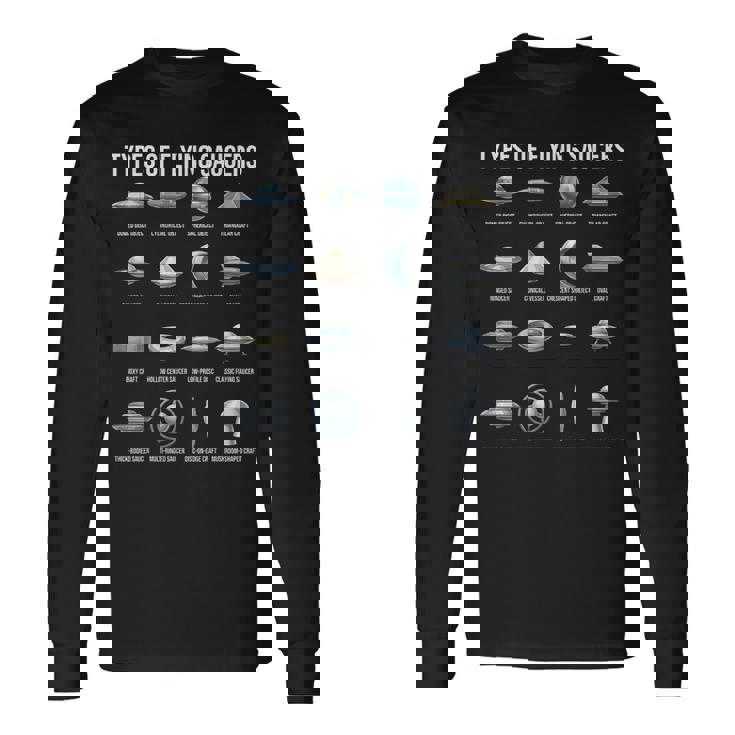 空飛ぶ円盤の種類 Ufo 宇宙人 宇宙好き 長袖Tシャツ