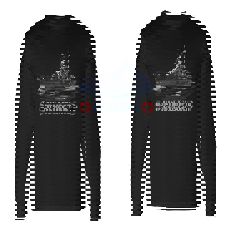 第二次世界大戦のドイツ戦艦ビスマルク 長袖Tシャツ