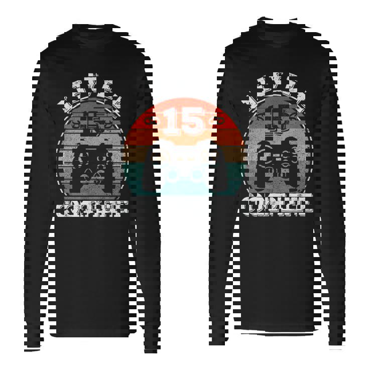 結婚15周年記念 15年目の結婚記念日 結婚15年目 Level 15 Complete 長袖Tシャツ