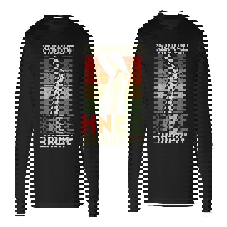 膝の手術の患者さん 面白い膝 長袖Tシャツ