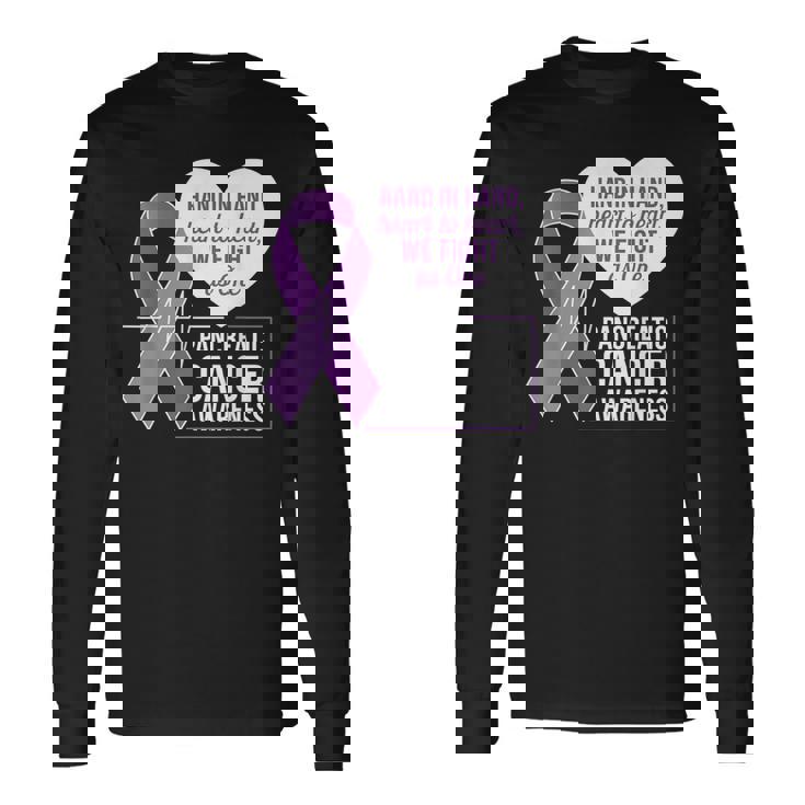 膵臓がん啓発 ハートトゥハート パープルリボン 長袖Tシャツ