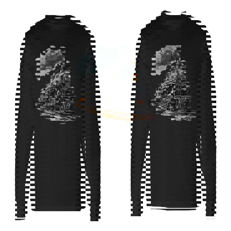蒸気機関車 鉄道 機関車 ギフト 蒸気機関車 長袖tシャツ 長袖Tシャツ