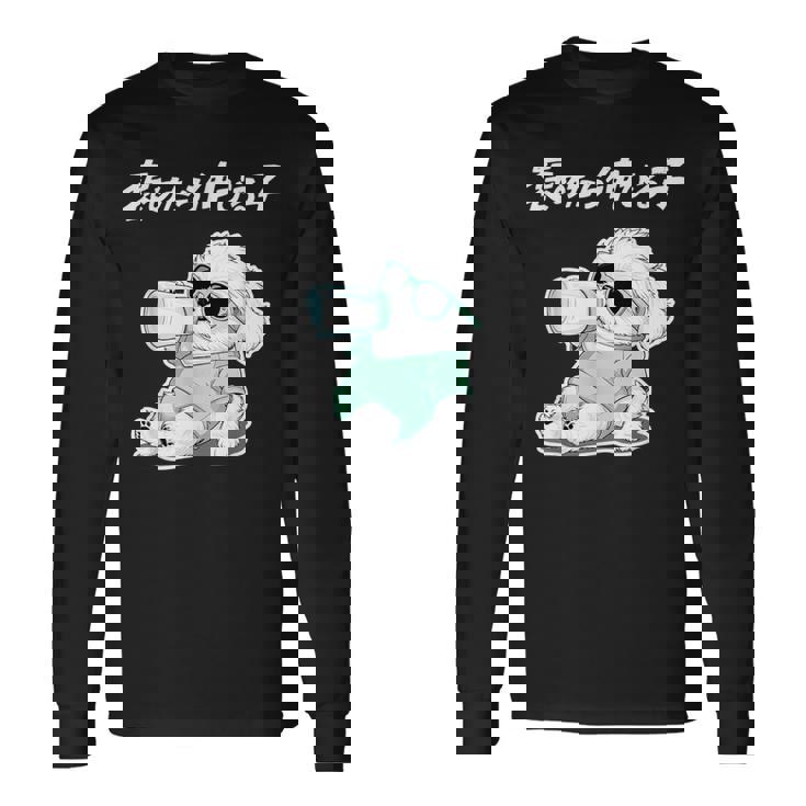 褒めたら伸びる子 マルチーズ グッズ 犬 おもしろ 面白い ネタ 笑える かわいい 長袖Tシャツ