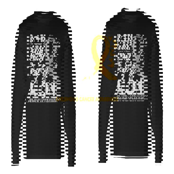 誰も一人で戦わない 小児がん啓発ゴールドリボン 長袖Tシャツ