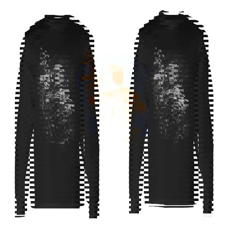 軍兵 トランプ Ready To Kickome Democrats Usa 長袖Tシャツ