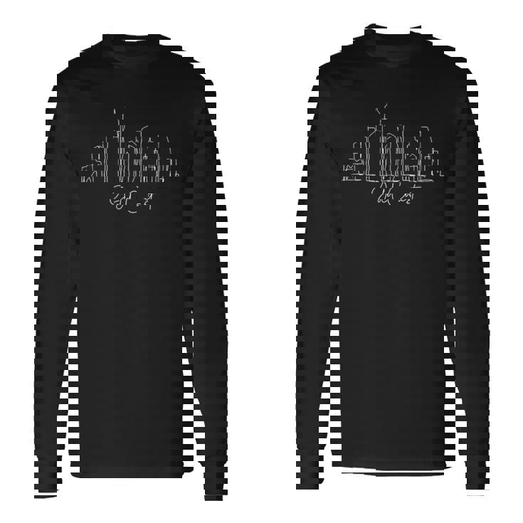 都市のスカイライン ゴールドコースト オーストラリア 長袖Tシャツ