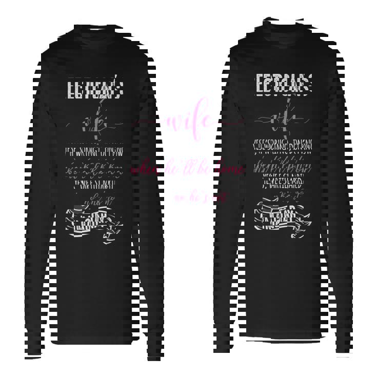 電気技師の妻シャツ 電気技師tシャツ ラインマンギフト 長袖Tシャツ