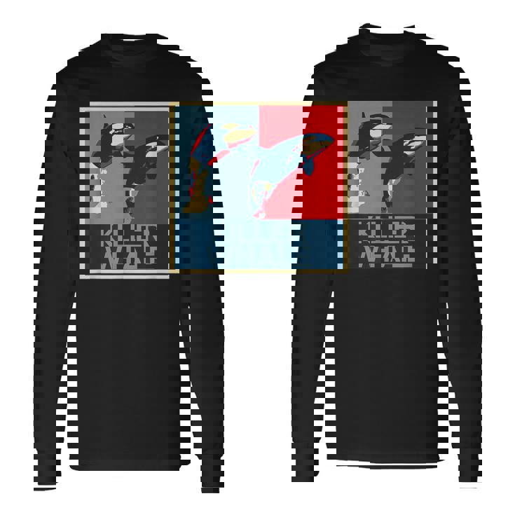 面白tシャツ 海 シャチ おもしろ かわいい グッズ 服 ネタ メンズ オリジナル 夏 生き物 レトロ 長袖Tシャツ