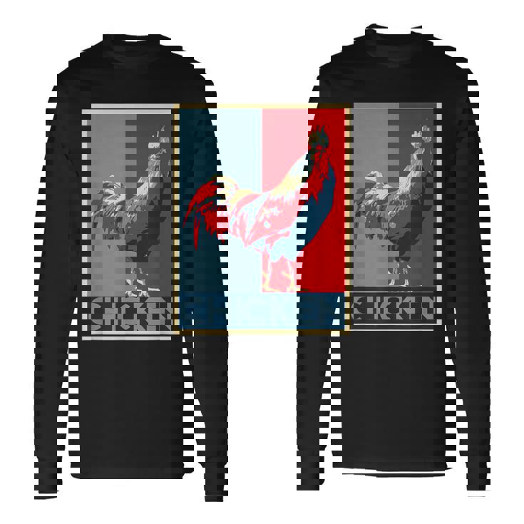 面白いtシャツ にわとり 鶏 鳥 メンズ おもしろ 面白い 服 おもしろグッズ ネタ ポスター チキン 長袖Tシャツ