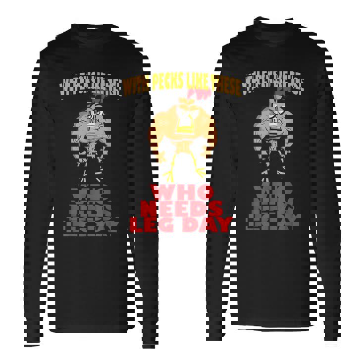 面白いジムフィットネスワークアウトtシャツ チキンレッグ 長袖Tシャツ