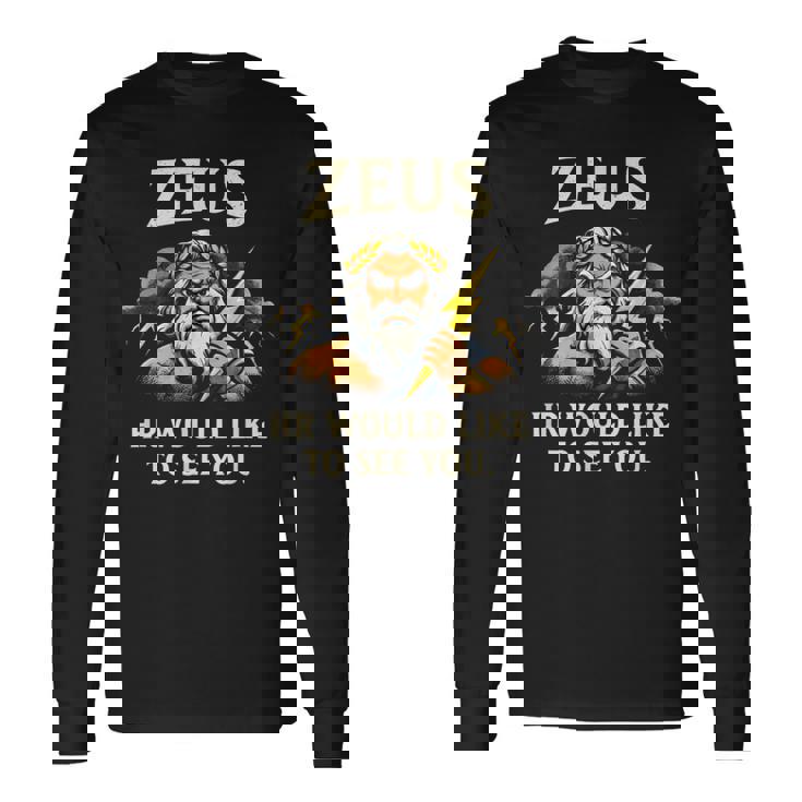 面白いゼウス・ミーム-古代ギリシャの神-ギリシャ神話 長袖Tシャツ