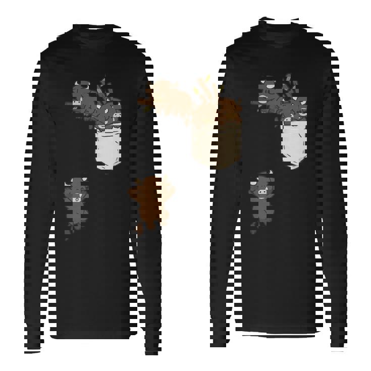 面白いバッファローバイソンかわいい遊び。 長袖Tシャツ