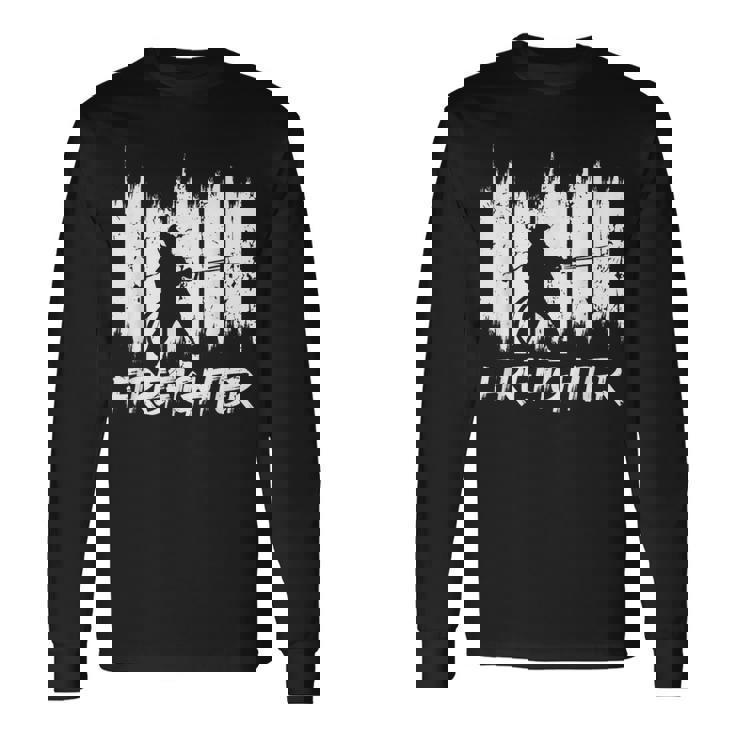 面白い消防士消防チーム消防団 長袖Tシャツ