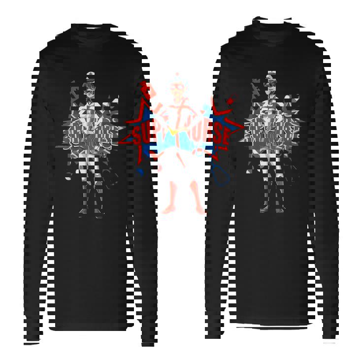 面白い看護師スーパーヒーロー面白い看護 長袖Tシャツ