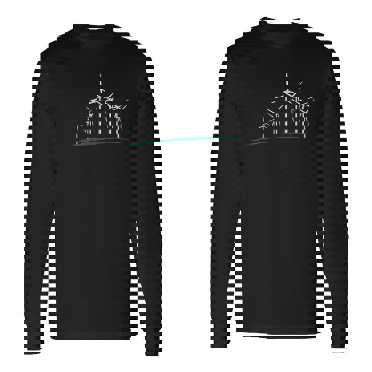 風車の風力発電設計 長袖Tシャツ