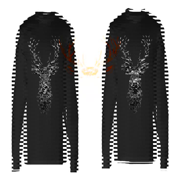 鹿角狩猟鹿トナカイ赤鹿角ハンター 長袖Tシャツ