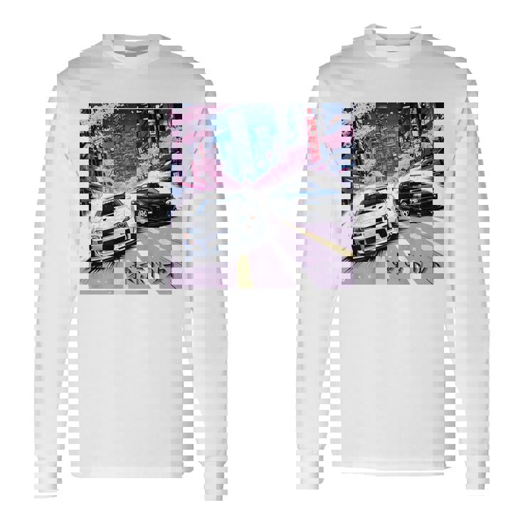 Deuxoitures De Course Jdm Japan Drifting Tokyokylineur Le Dos T-shirt à manches longues