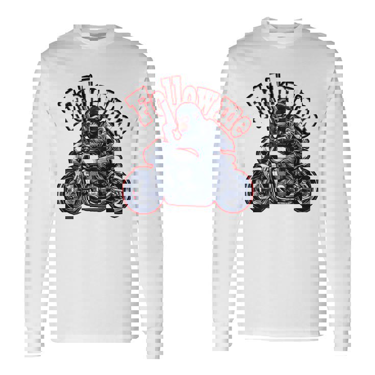 Followmeバイクに乗るゴリラのバックプリントデザイン 長袖Tシャツ