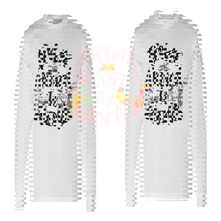 Family Drinking Around The World チェックリスト パスポート 長袖Tシャツ