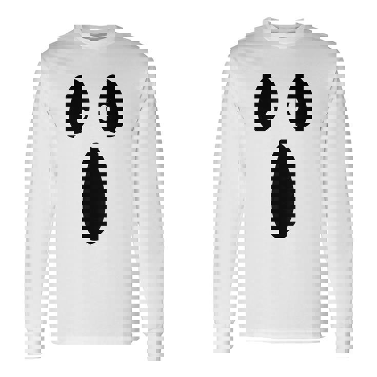 Ghost Silly Face Spooky Halloween Ghoul Face Easy Costume Long Sleeve T-Shirt