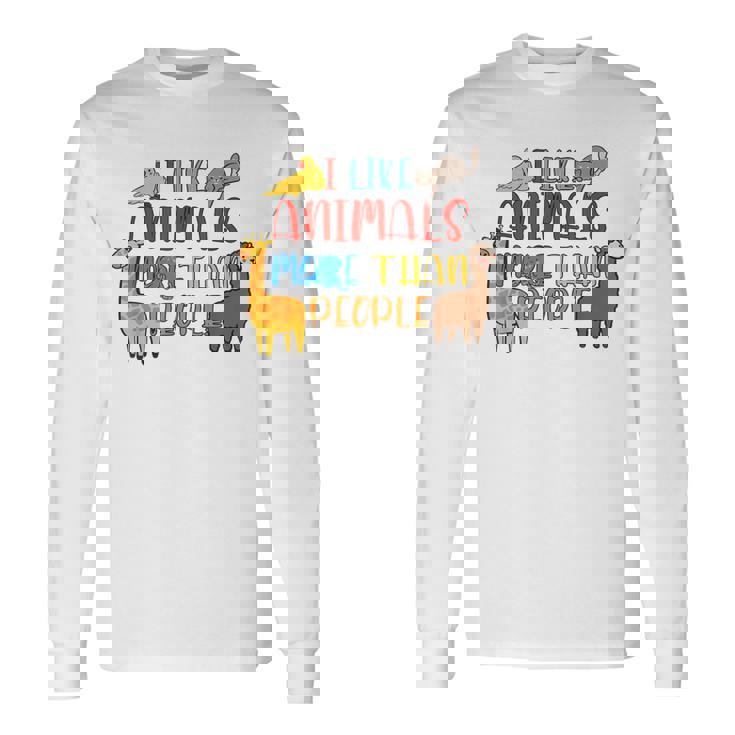 Me Gustan Los Animales Más Que Las Personas Que Amo A Los Amantes Del Bienestar Animal Camiseta de manga larga