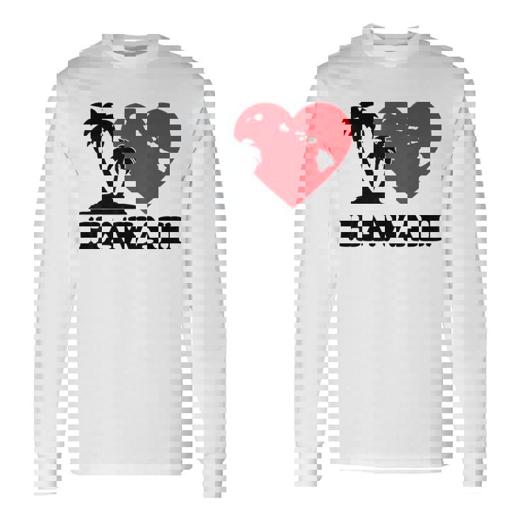 I Love Hawaii ハワイアンハートパーム レディース メンズ ボーイズ ガールズ 長袖Tシャツ ギフトのアイデア