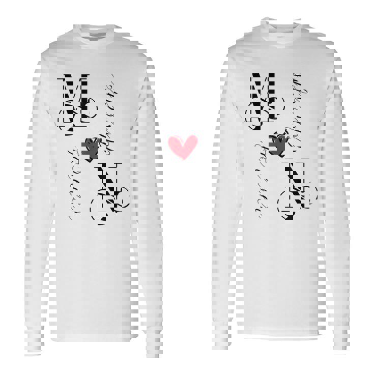 M & N カップル イニシャル 結婚式 記念日 新築祝い 長袖Tシャツ