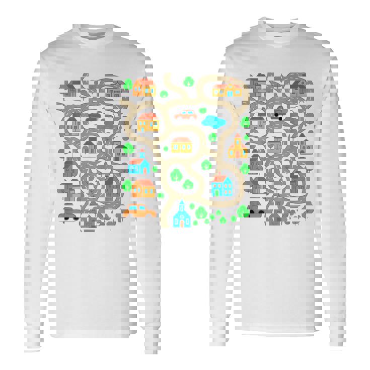 Play Cars On Dad's Back Mat Road Car Race Track Festa Del Papà Maglietta a maniche lunghe