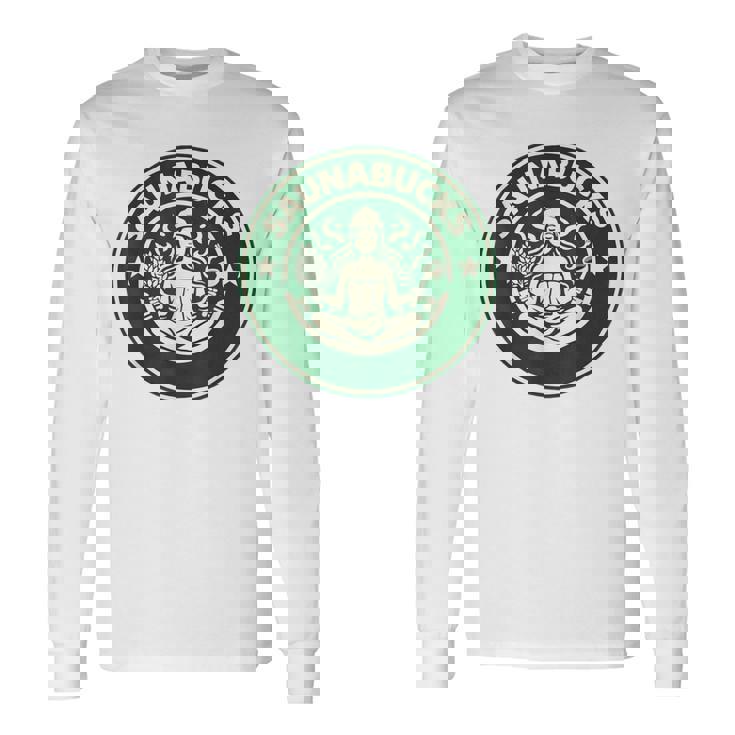 Saunabucks サウナ パロディ サウナー向け おもしろデザイン ととのう グッズ おもしろ 文字 スタバ カフェ 長袖Tシャツ