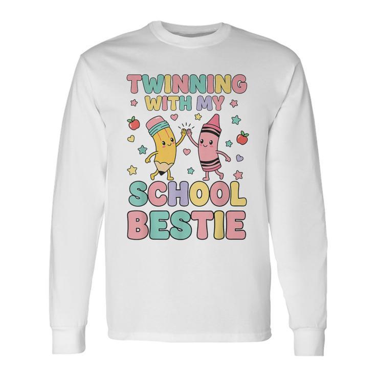 Twinning With My School Bestie Cute Matching Friend Twin Day Long Sleeve T-Shirt