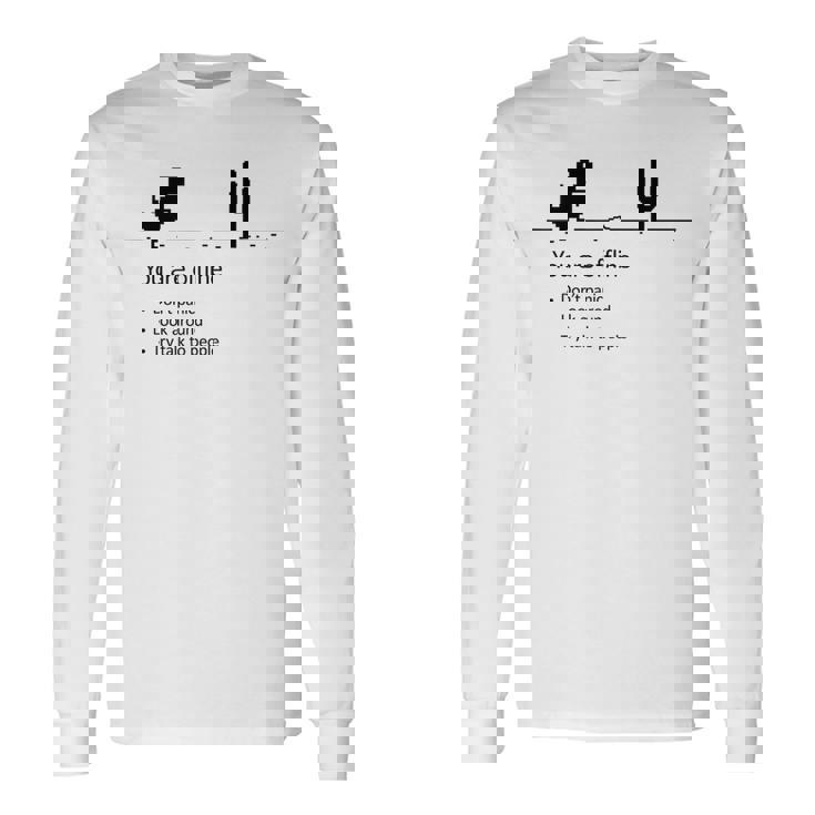 You Are Offline Low Resolution Pixel Dinosaurcreen 長袖Tシャツ