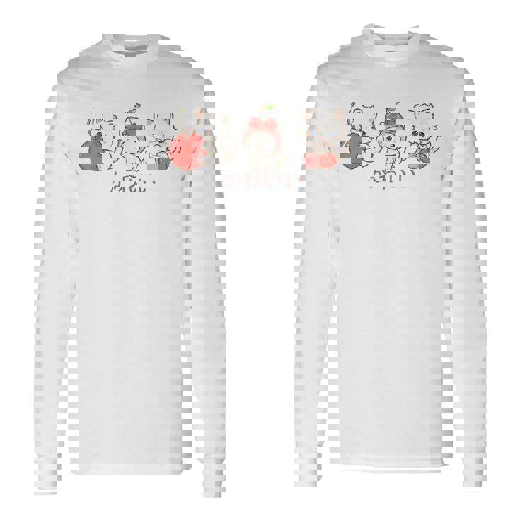 かわいい ねこ さくらんぼ カワイイ 日本風 キャット カートゥーン 長袖Tシャツ