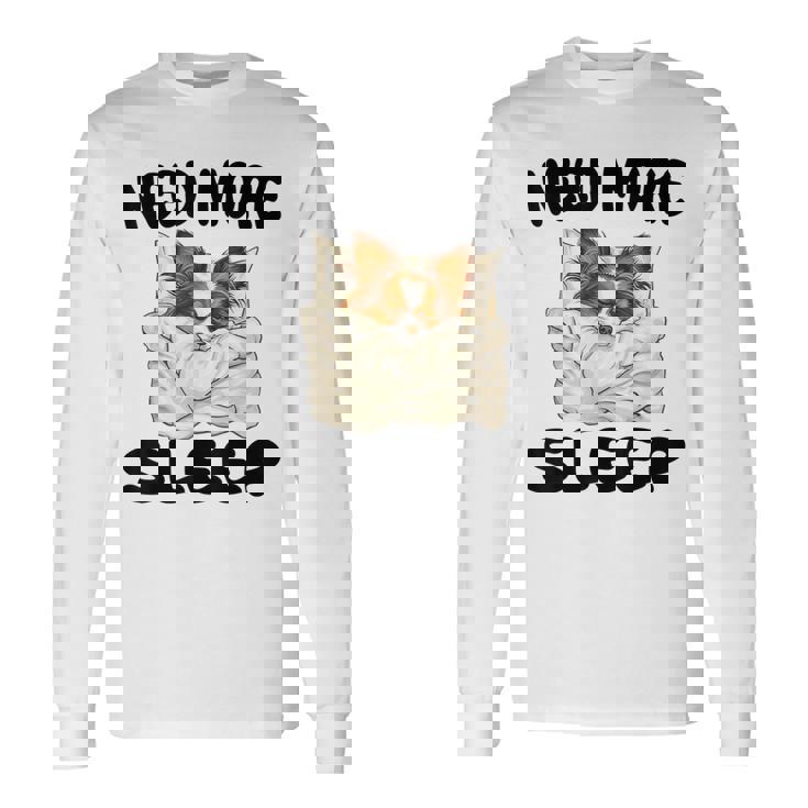 かわいいパピヨンドッグは睡眠パジャマナイトガウンが必要です 長袖Tシャツ