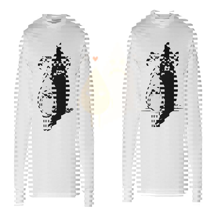 かわいい影モンスター コントラスト イラスト 長袖tシャツ 長袖Tシャツ