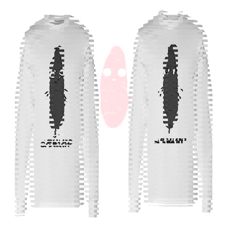 さつまいも 顔 イラスト かわいい おもしろ 簡単 シンプル ゆるい 野菜 長袖Tシャツ