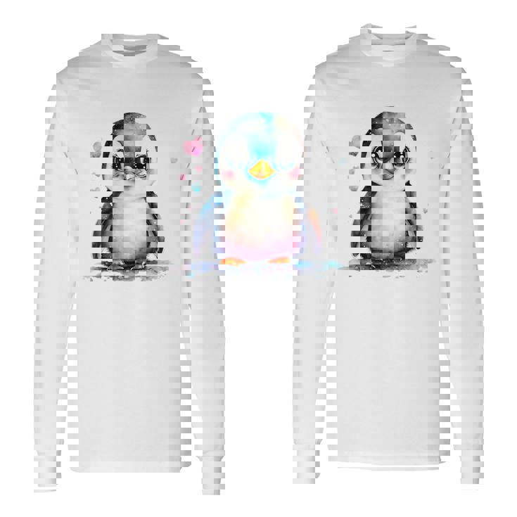 ちょっと可愛い赤ちゃんペンギンの鳥とハートのペンギン。 長袖Tシャツ