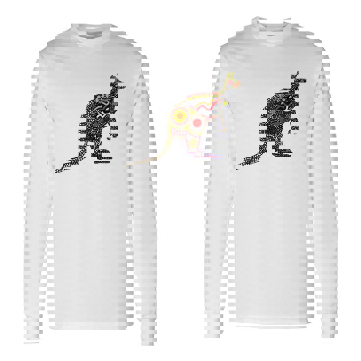 アボリジニアート カンガルー。 長袖Tシャツ