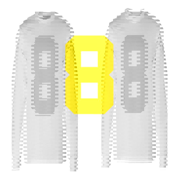 イエローナンバー8 背面 スポーツチームジャージ番号 長袖Tシャツ