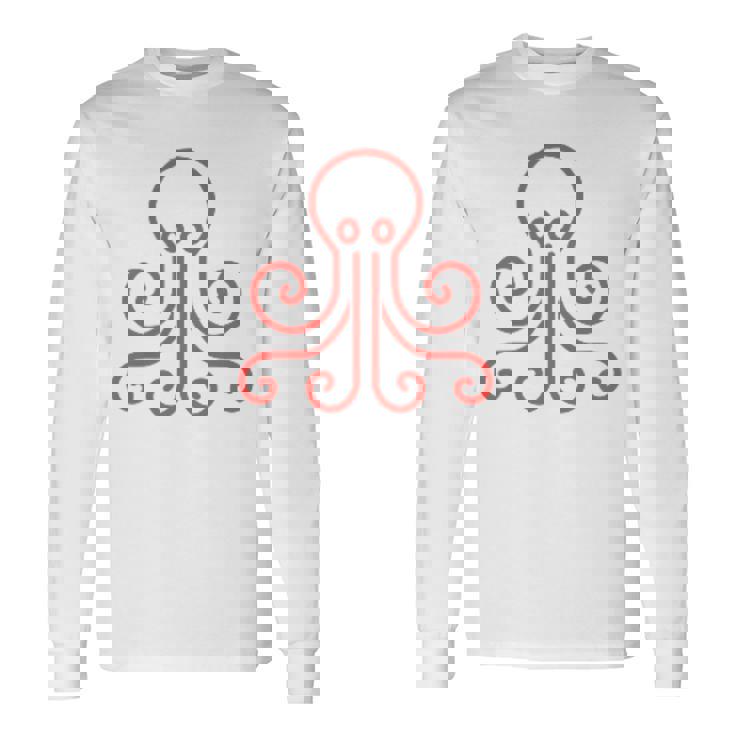 イカ 動物 面白い小さなタコ シンプルなイカ 長袖Tシャツ