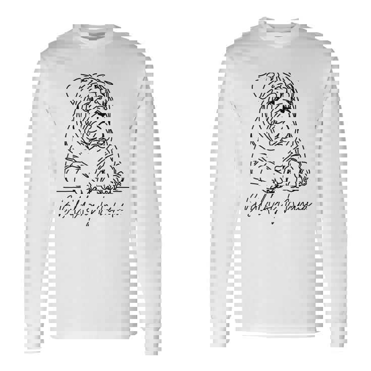 イングリッシュブルドッグ ママ ブルドッグ ママ キュート ラインアート 犬 アーティスティック 長袖Tシャツ