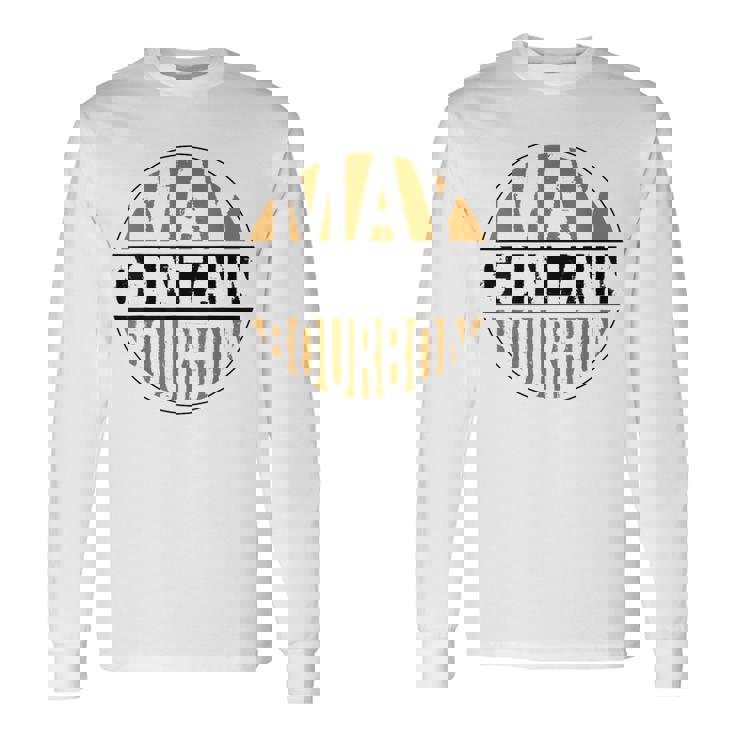 ウイスキーを飲むアルコール昔ながらのバーボン酒飲み 長袖Tシャツ