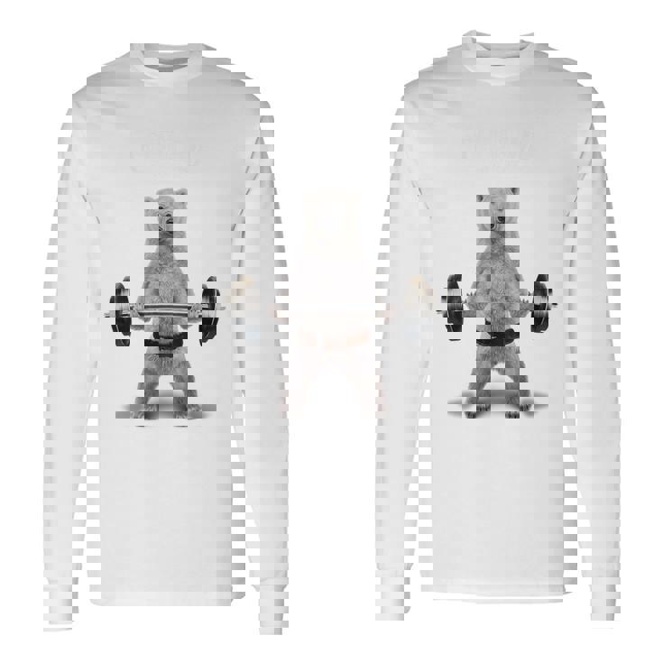 ウェイトリフティング 筋トレ バーベル やる気がないなら家に帰れ 白熊 しろくま 長袖Tシャツ