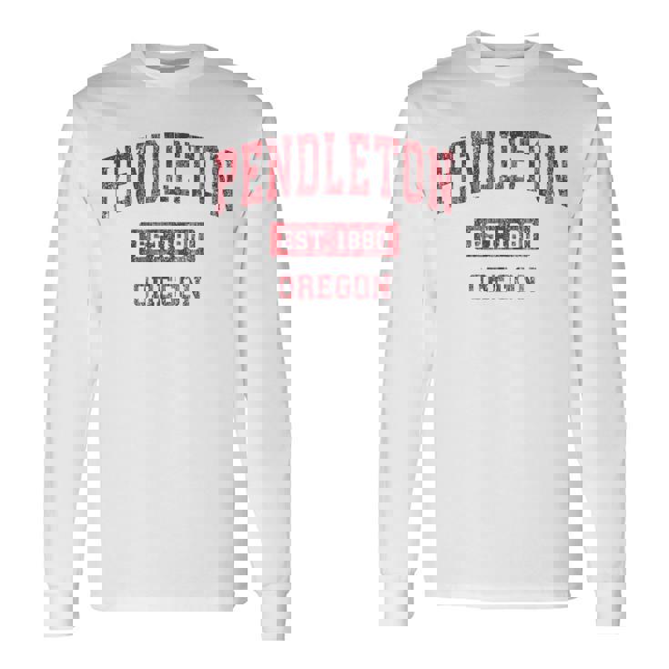 オレゴン州ペンドルトンビンテージスポーツデザインレッドデザイン 長袖Tシャツ