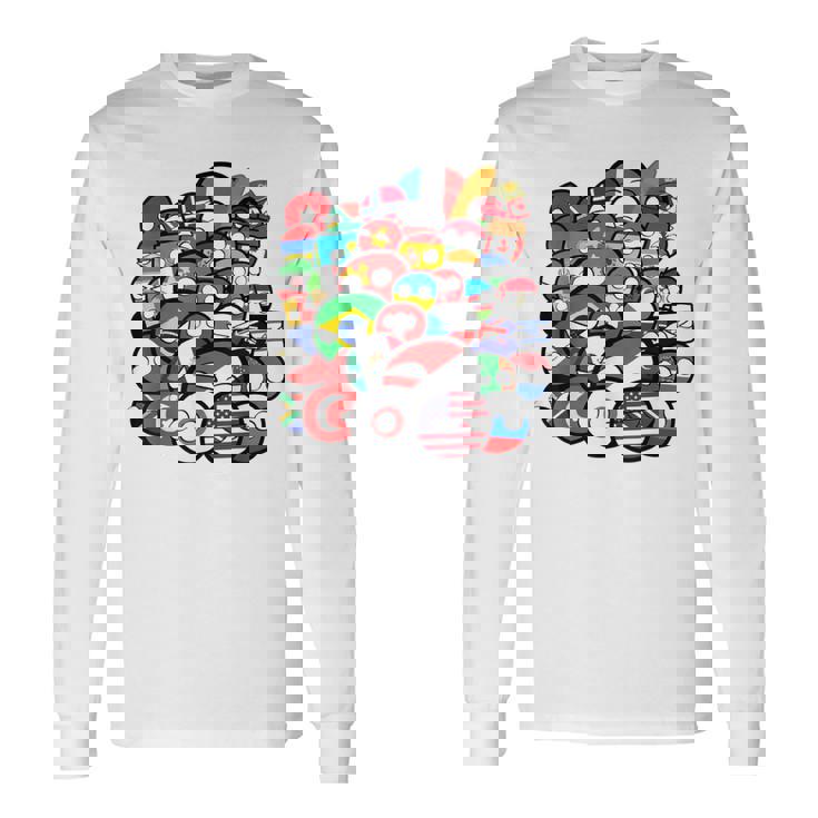 カントリーボールまたはポーランドボールの各国のグループ写真 長袖Tシャツ