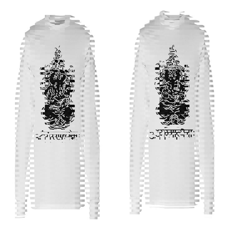 ガネーシュtシャツ サンスクリット語 ガネーシャマントラ 長袖Tシャツ